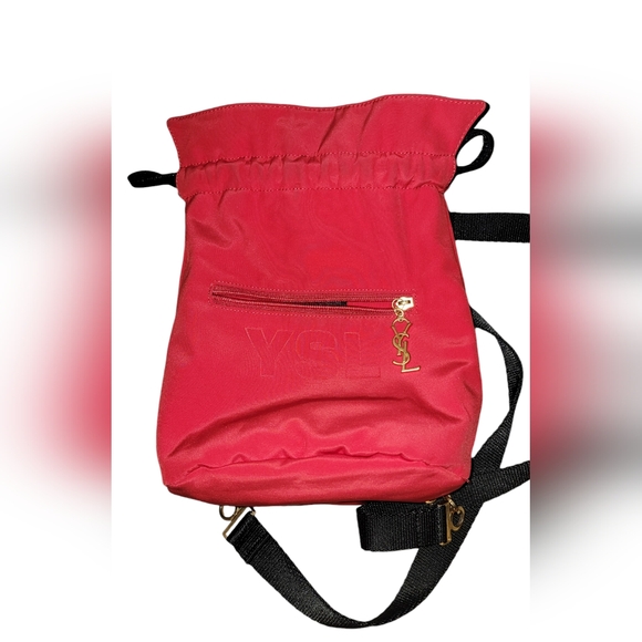 VTG Yves Saint Laurent YSL Reversible Nylon Drawstring Backpack w/COA - Picture 7 of 11